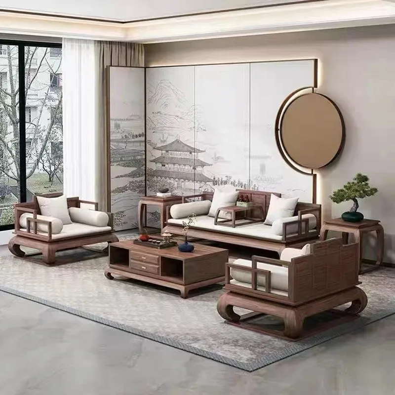 Vintage Free Shipping Living Room Sofas Classic Wood Legs Luxury Living Room Sofas Large Miniature Divani Soggiorno Furniture image 2