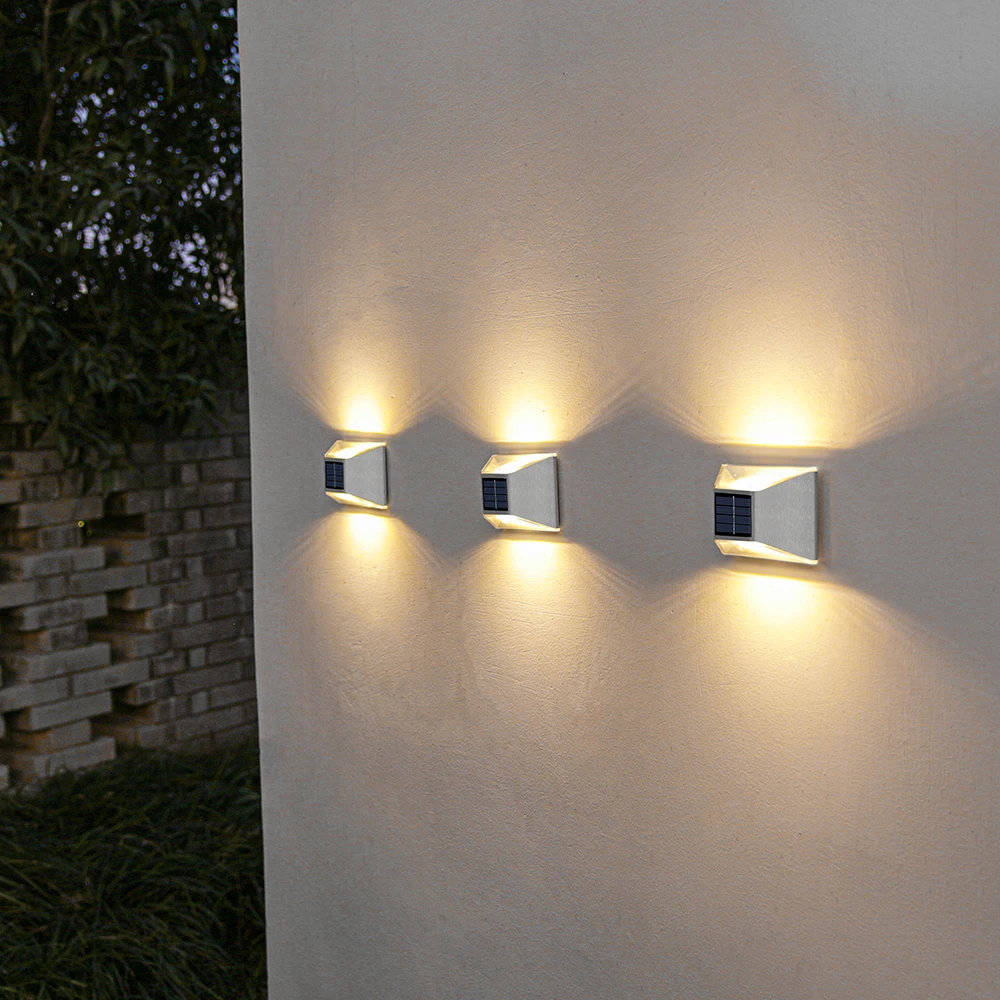 8 luces solares LED para exteriores para jardín arriba y abajo lámparas de pared de valla impermeables blancas cálidas para decoración del hogar