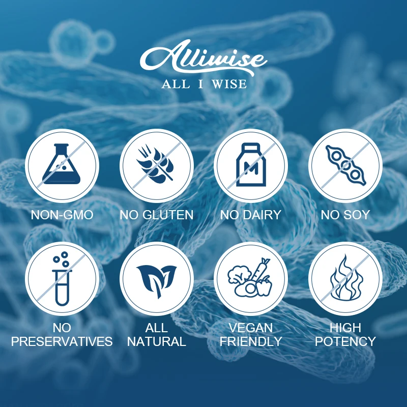 Alliwise Probiotic Dietary Supplements Digestive and Intestinal Health Strengthen Immunity Reduce Bloating and Constipation