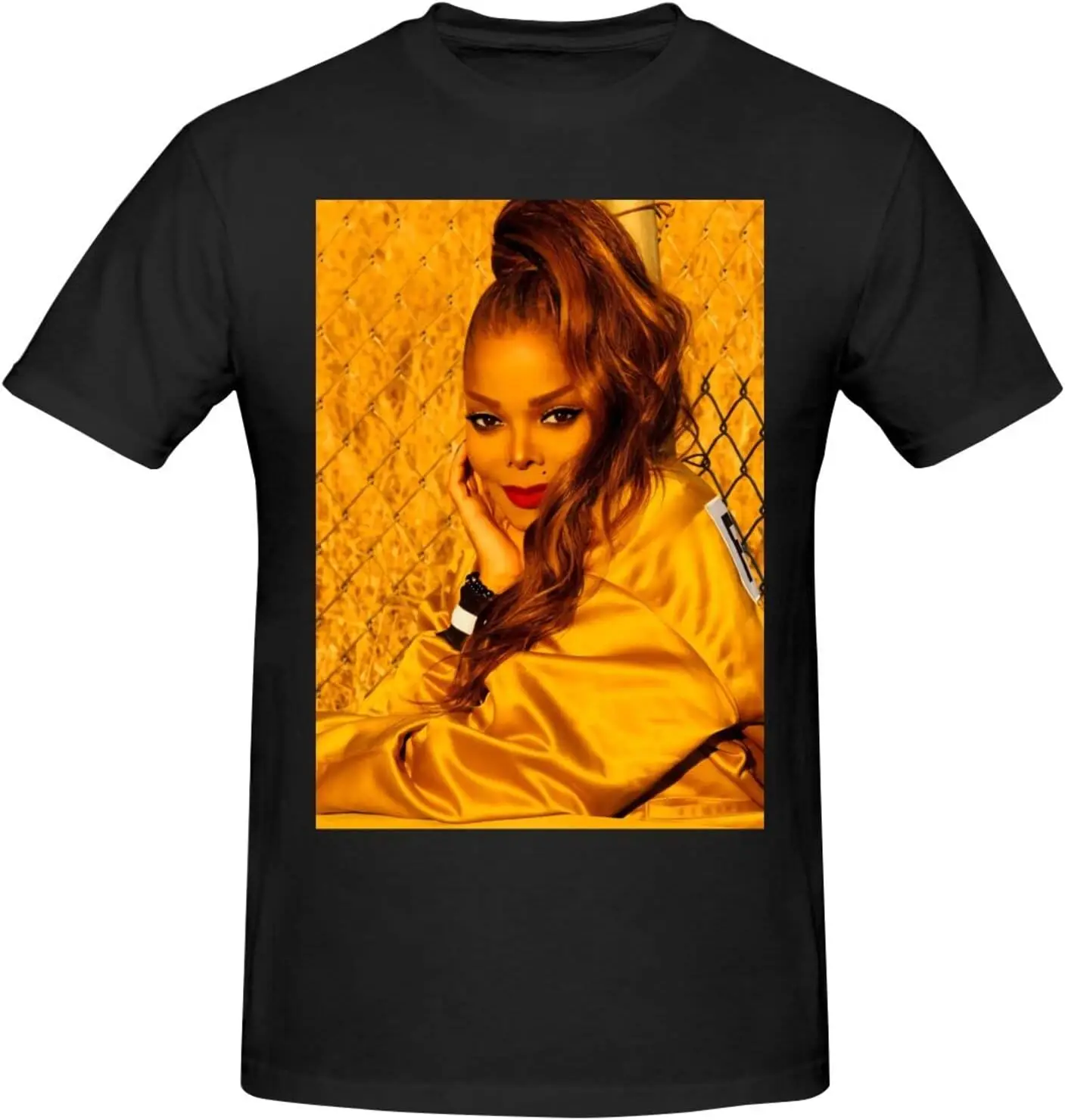 Janet Music Jackson T-Shirt Men's Cotton Performance Basic Short Sleeve T-Shirt Black