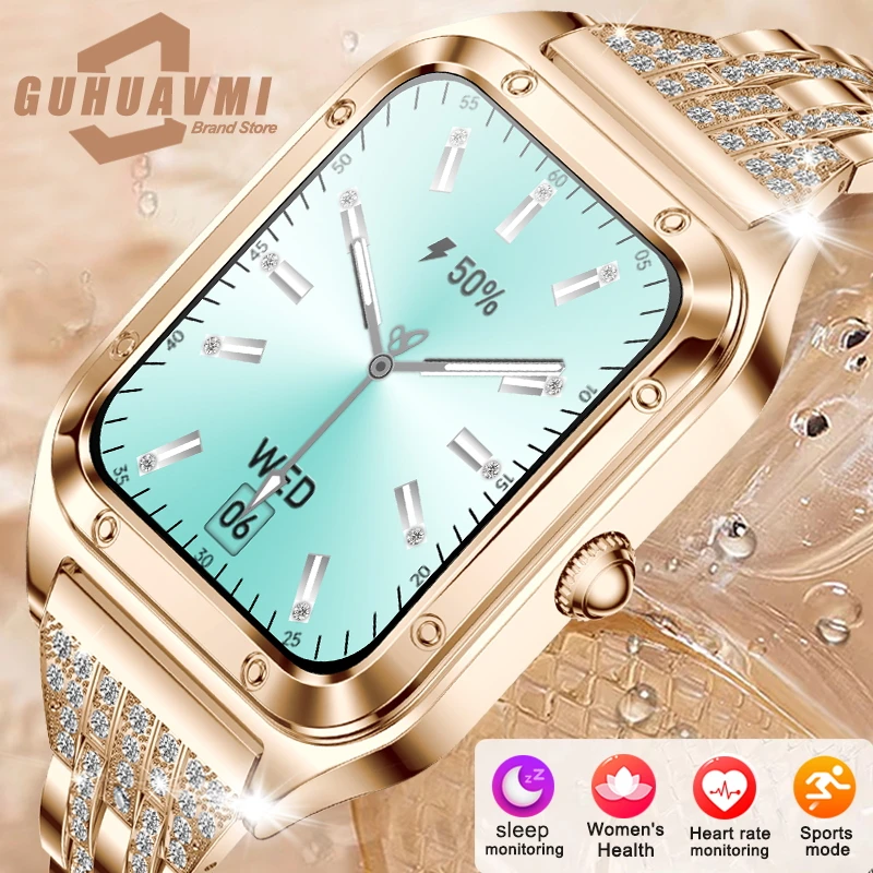 2024New High end luxury Gift Bluetooth Call Women Smart Watch Custom Dial Heart Rate Sports Waterproof Smartwatch For HUAWEI IOS