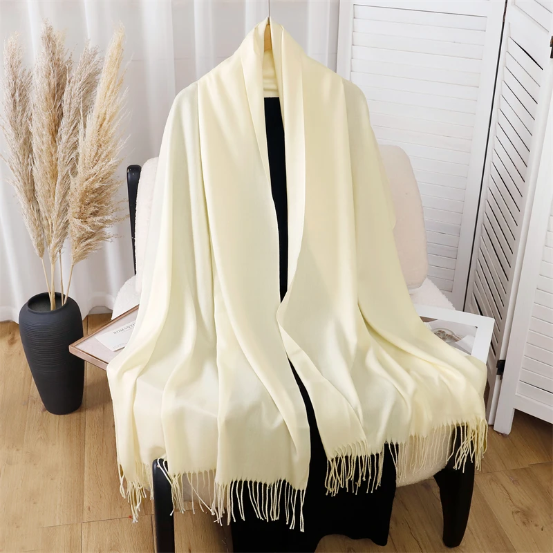 

Женские зимние теплые роскошные шарфы из искусственного кашемира, однотонная модная шаль, женское одеяло, платок, бандана из пашмины, шарф