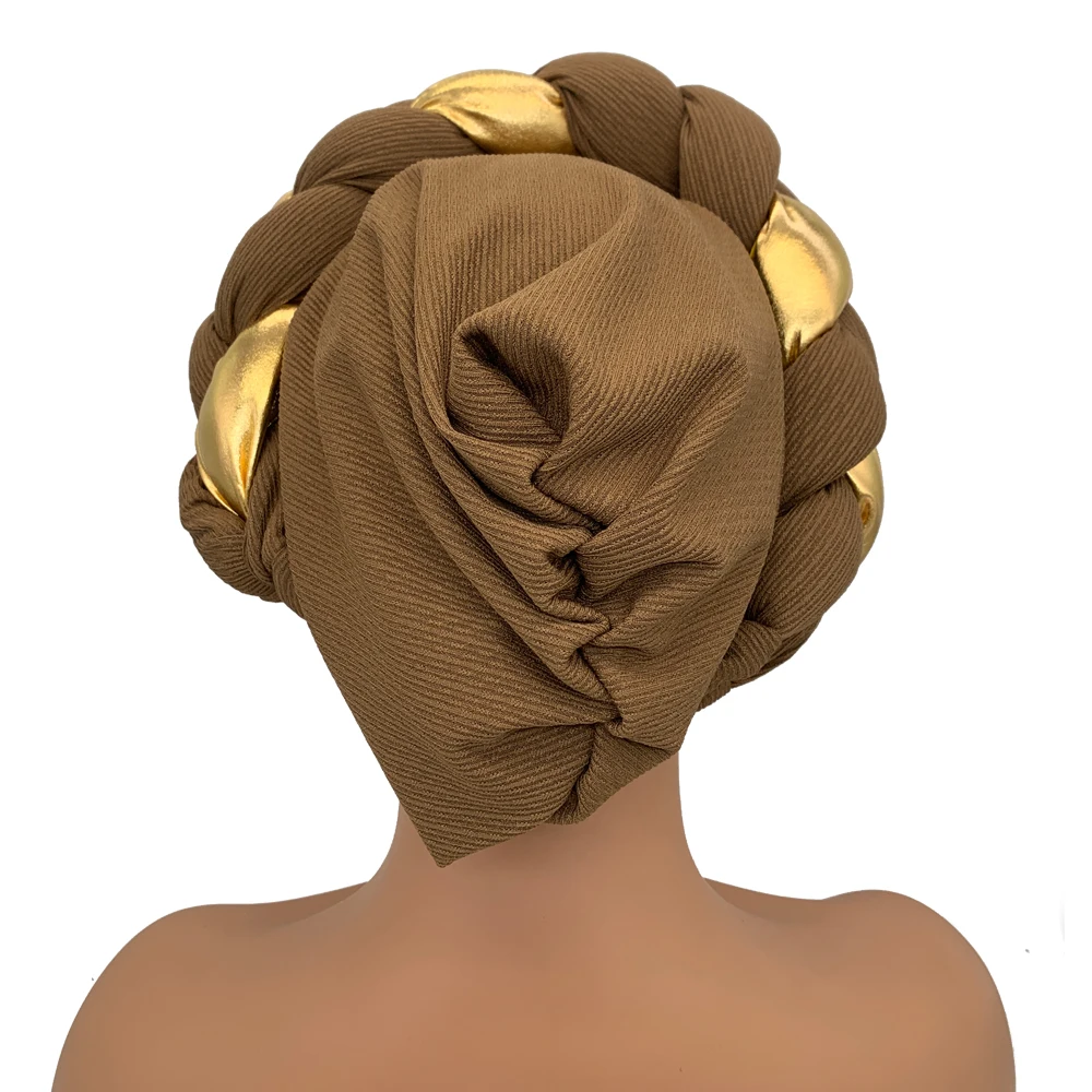 Exaggerated Braids Turban Cap for Women Soft Elastic African Head Wrap Bonnet Ready to Wear  Auto Gele Headtie  Female  Headgear