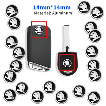 11mm 14mm emblém na klíče od auta kovová samolepka s logem pro Škoda Octavia Rapid Kodiaq Karoq Fabia Kamiq Superb Derivative Vision 10 nejlepší prodej Samolepka s logem Škoda Key - №3