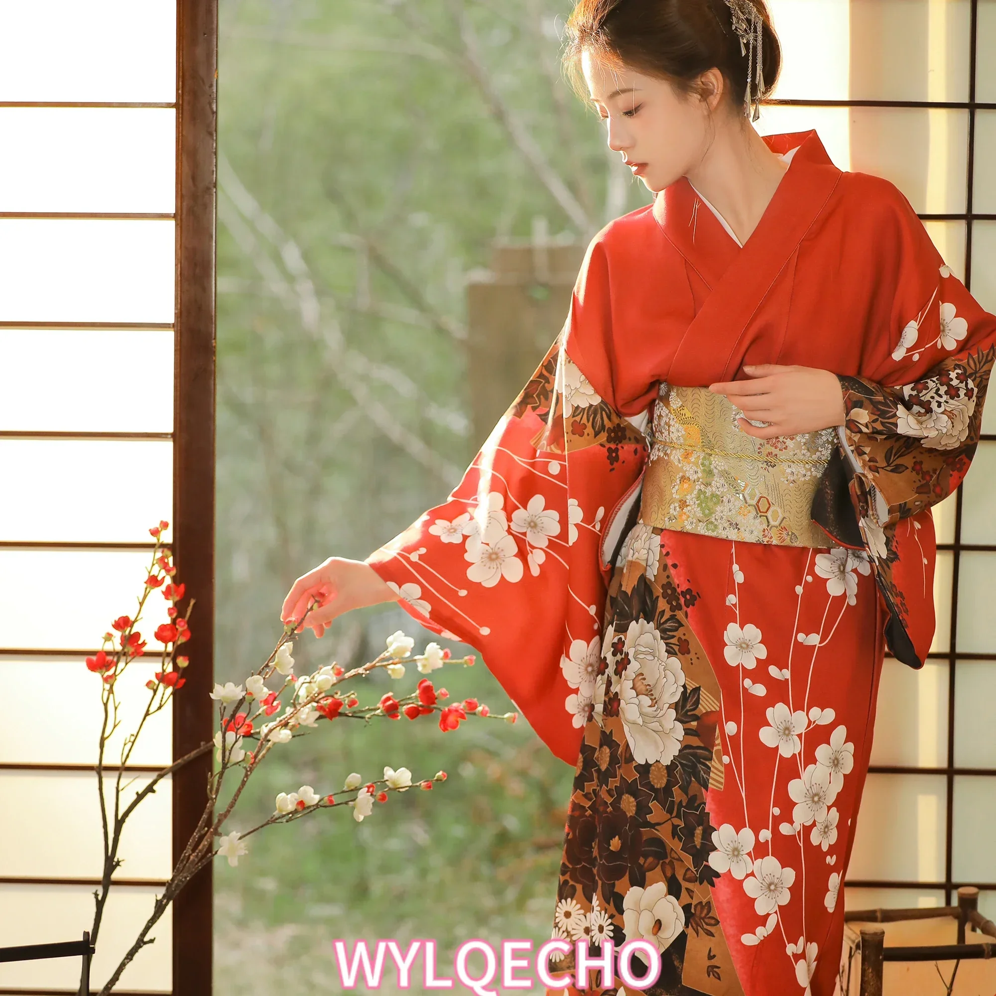 Red Kimono Women Japanese Traditional Yukata Haori Kimonos Cosplay Gown Female Summer Fashion Photography Clothes Formal Dress - Image 3