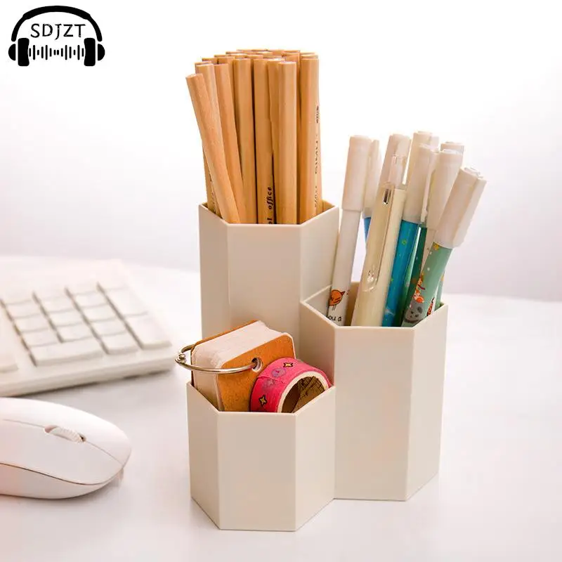 حامل قلم العسل بلوري بسيط ، سعة كبيرة ، مكتب متعدد الوظائف ، صندوق تخزين القرطاسية ، اكسسوارات المكتب