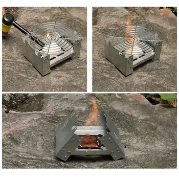 便攜式露營酒精爐 固體酒精燃料折疊爐 戶外迷你酒精烹飪野餐燒烤蠟爐 8 最佳銷售 流浪漢爐灶 - №4