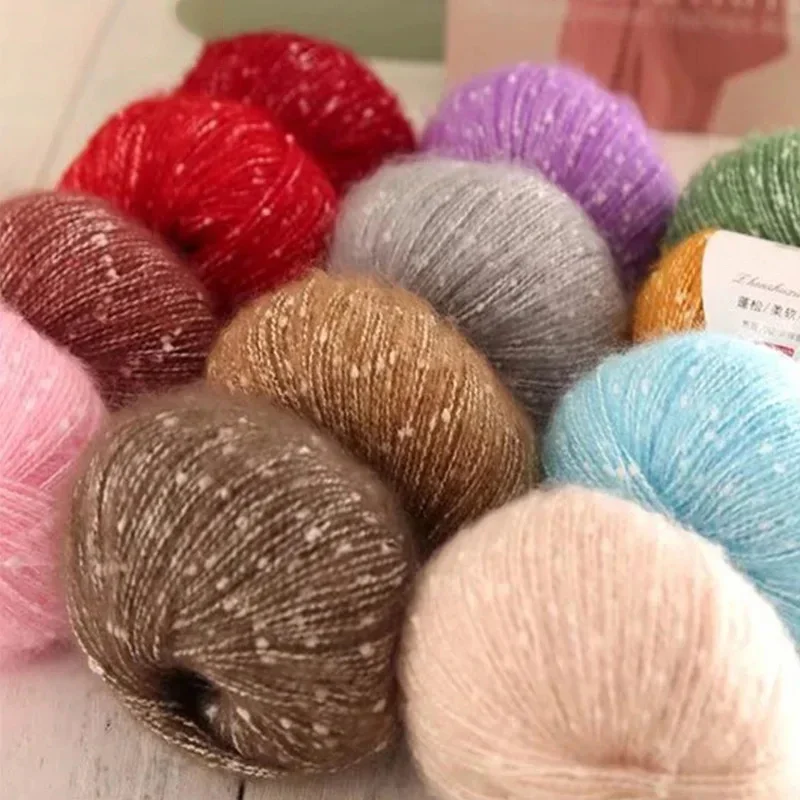 Mohair de perlas DIY tejido a mano de lana fina de colores bufanda de hilo de Mohair lana de Cachemira Mohair bufanda de lana de nieve fina chal suéter de bebé