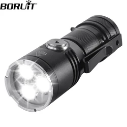 BORUiT Samll LED Flashlight USB-C Rechargeable Flash Torch High Power Waterproof Lantern Working Lamp Fishing Camping Lighting