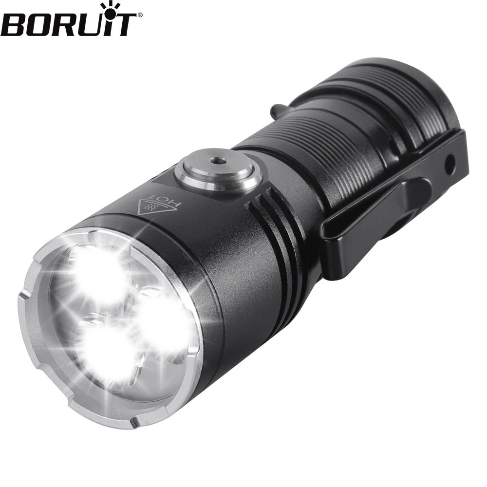 BORUiT Samll LED Flashlight USB-C Rechargeable Flash Torch High Power Waterproof  Lantern Working Lamp Fishing Camping Lighting