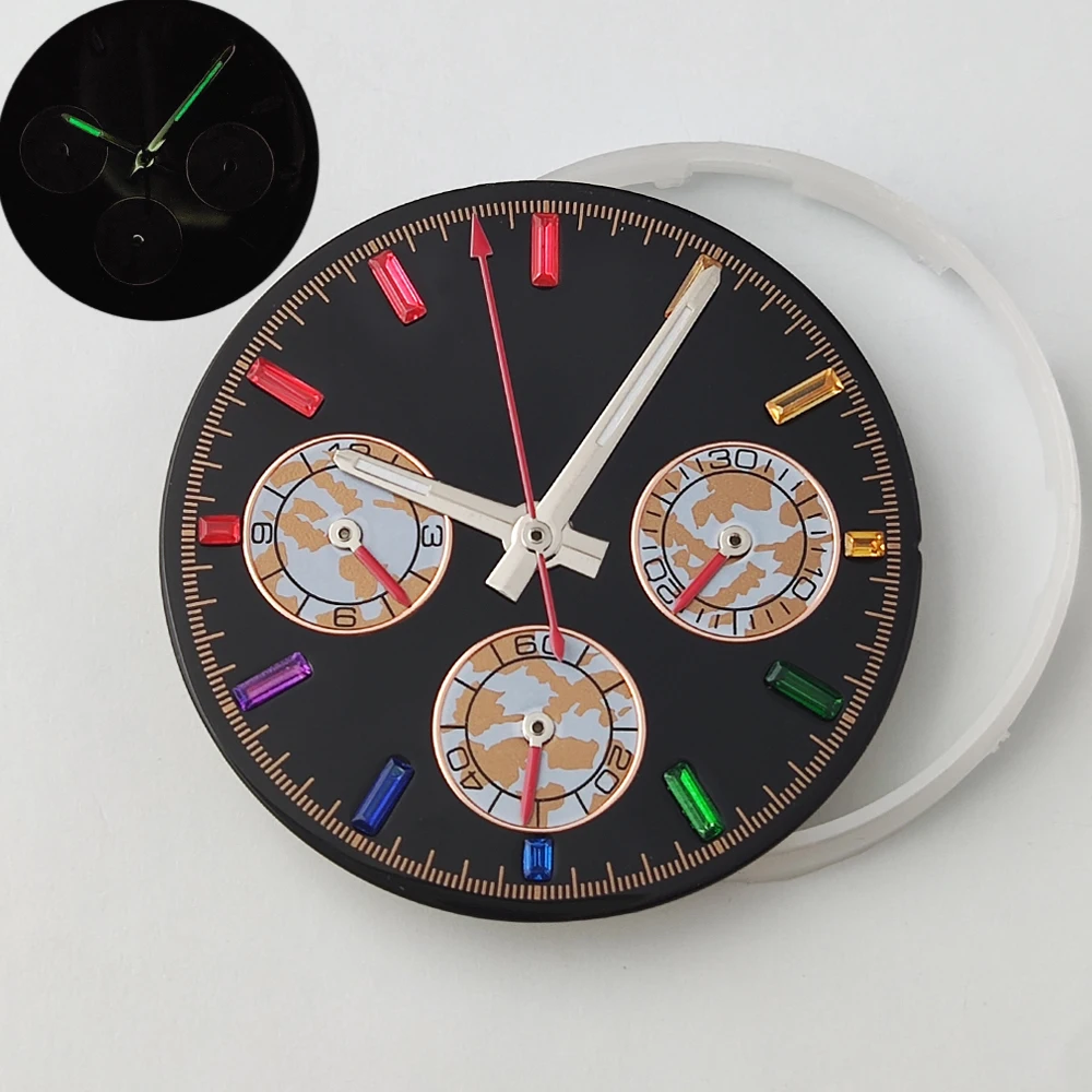 VK63 Daytona Watch Hands Luminous Rainbow Hands Dial 29.5MM For The VK63 Movement Replacement Of Parts Of Watch Accessorie