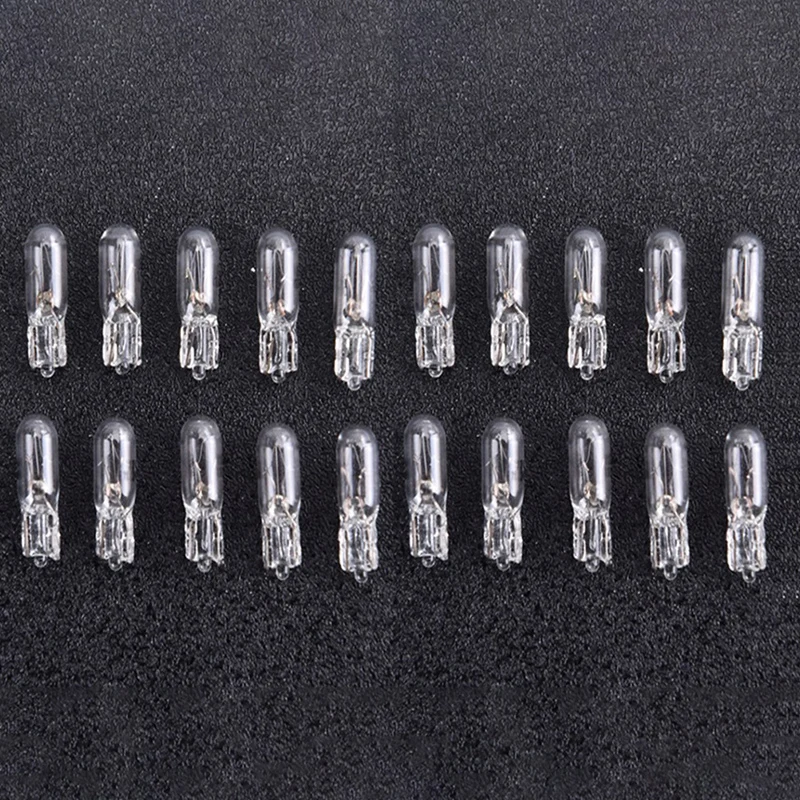 20Pcs 12V 2W T5 Glass Light Bulb Dashboard Instrument Panel Brake Light Bulbs Headlights Auto Interior Warnning Light