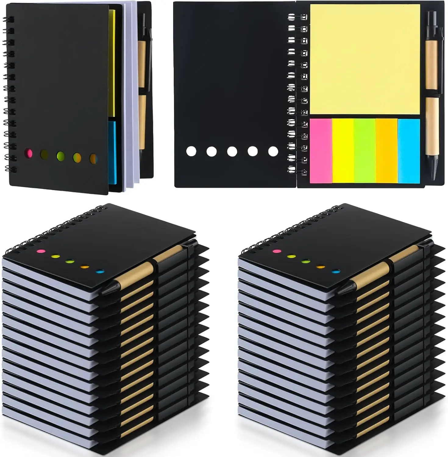 

Набор из 30 блокнотов на спирали с линованными страницами и ручкой, маленькие блокноты для офиса и школы