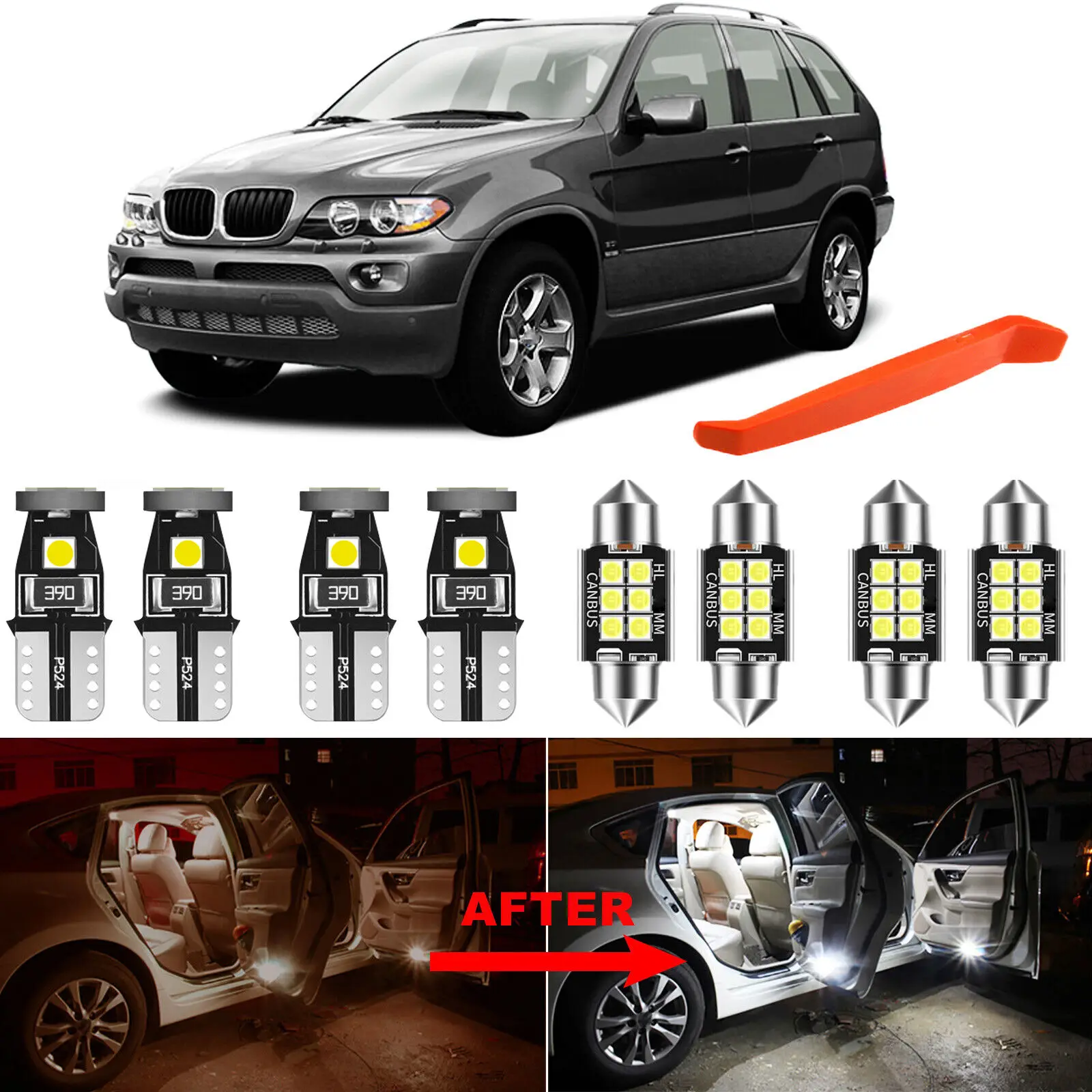 

Winetis 21Pcs LED Interior Light Kit for BMW E53 X5 1999-2006 6000K White Dome Light Bulb + Free Tool