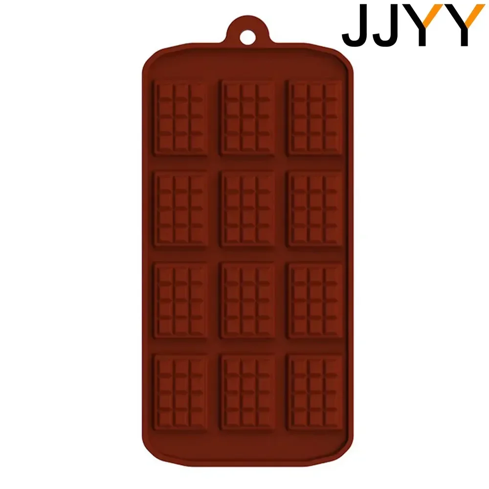 12-Cavity Chocolate Silicone Mold - Even Fondant DIY Chocolate Bar Mold, Cake Decoration Tool, Kitchen Baking Accessory