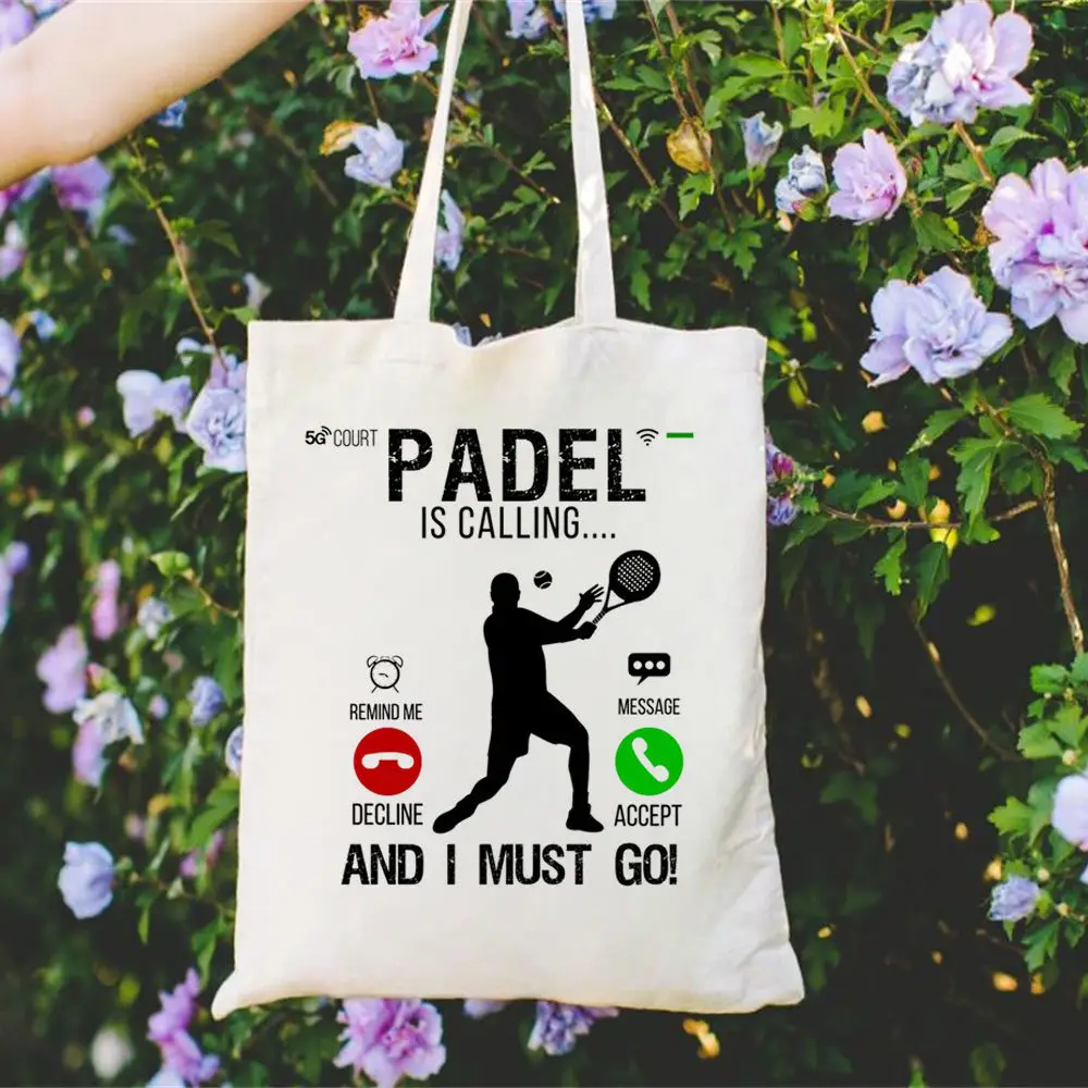 Padel Canvas Tote Bags Reusable Rustic Charm Custom Zero Waste shoulder  Daily Use Shopping Bag Art Supplies Reusable