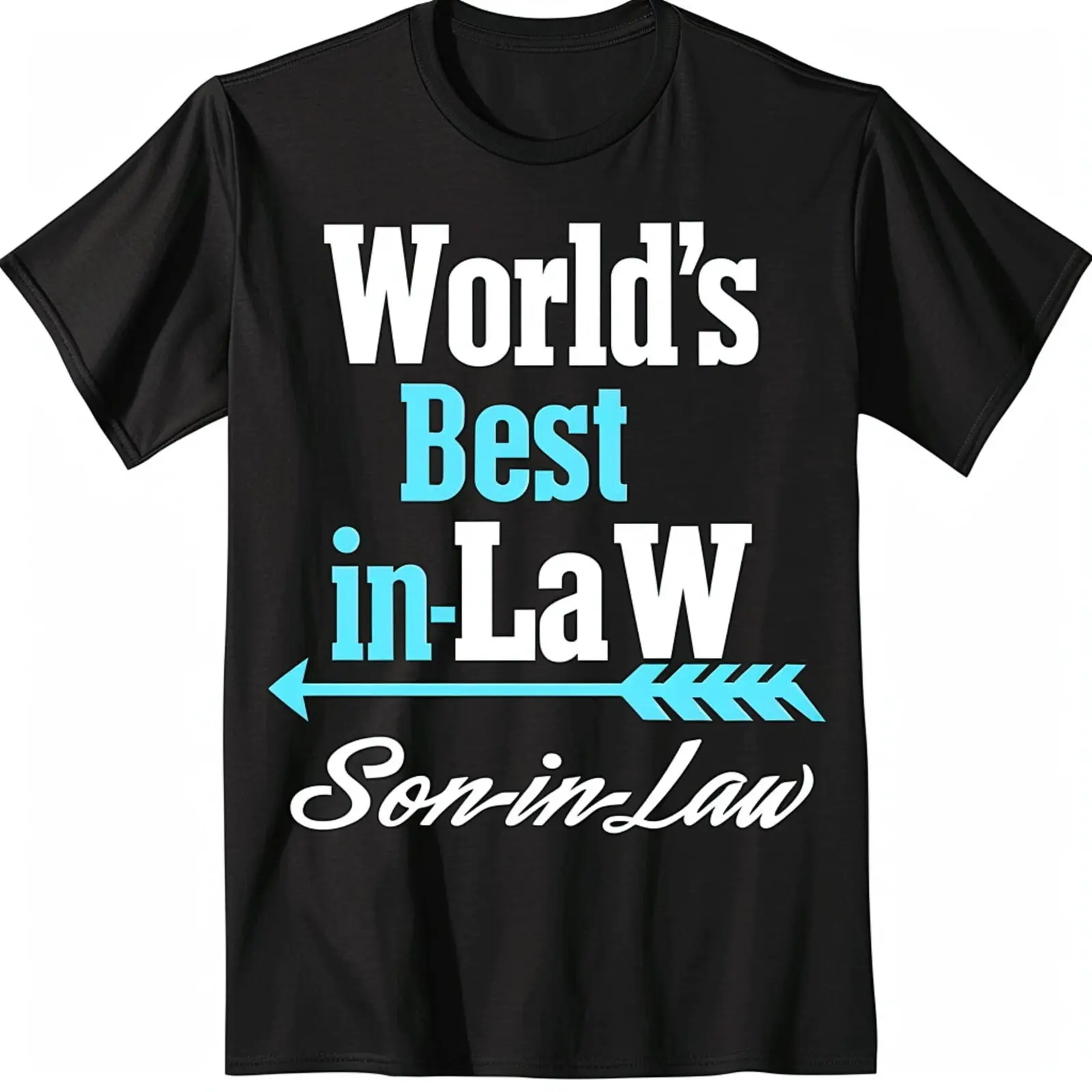 Top SoninLaw Tee Black Shirt with White Text & Blue Accents Ideal