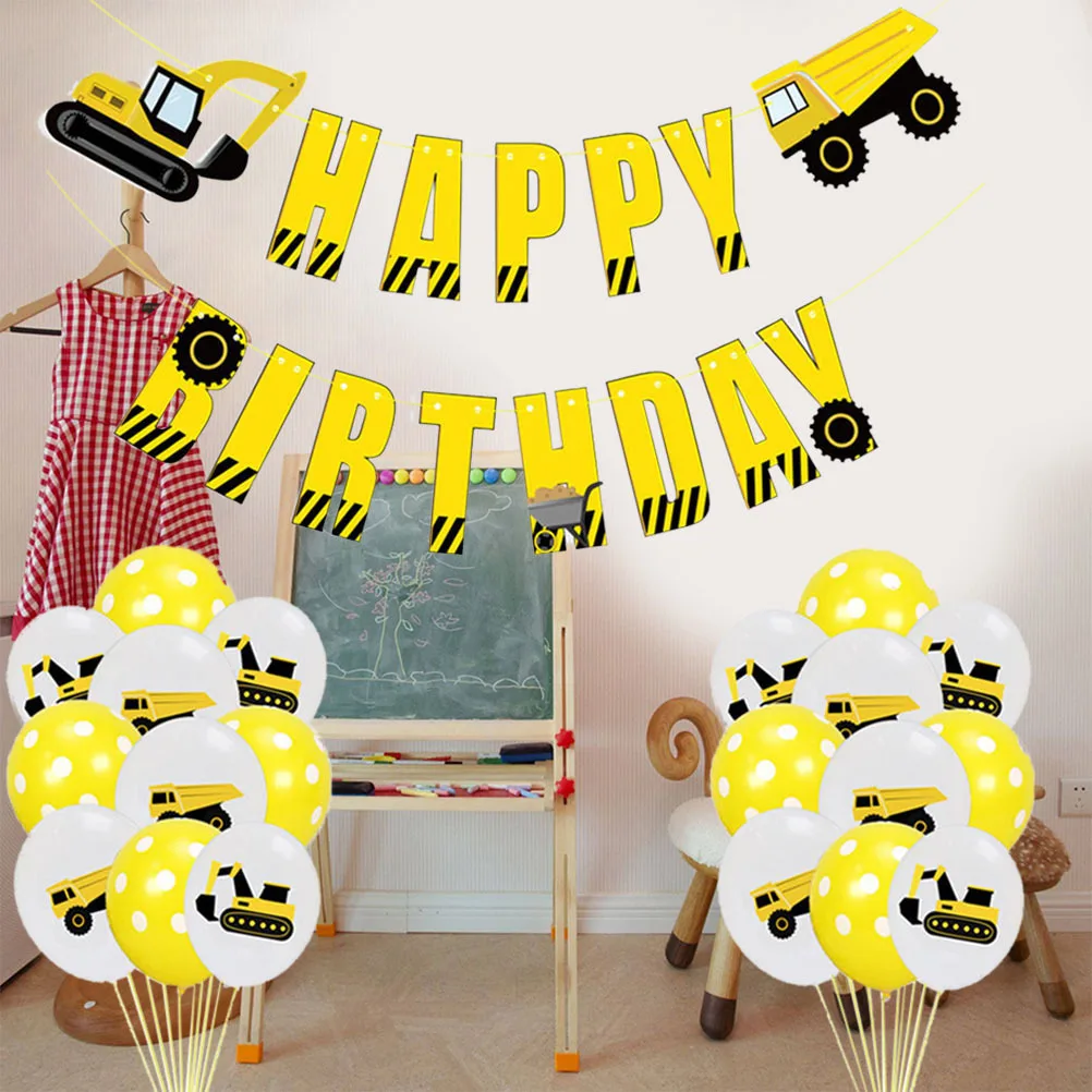 

23Pcs Excavator Truck Printing Balloons Set Party Favors Birthday Garden Outdoor Decor Balloons Set
