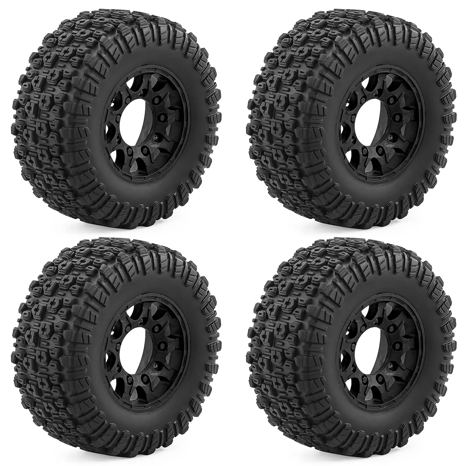 

Комплект шин и колес 1/10 Short Course для Traxxas Slash ARRMA Senton 12 14 17 мм, шестигранная ступица с 3 адаптерами, радиоуправляемый автомобиль, грузовик, внедорожный