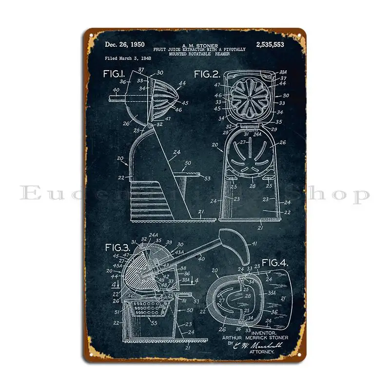 1948 Fruit Juice Extractor Xaviervieiraart Metal Sign Designer Cinema Garage Plaques Wall Cave Kitchen Tin Sign Poster