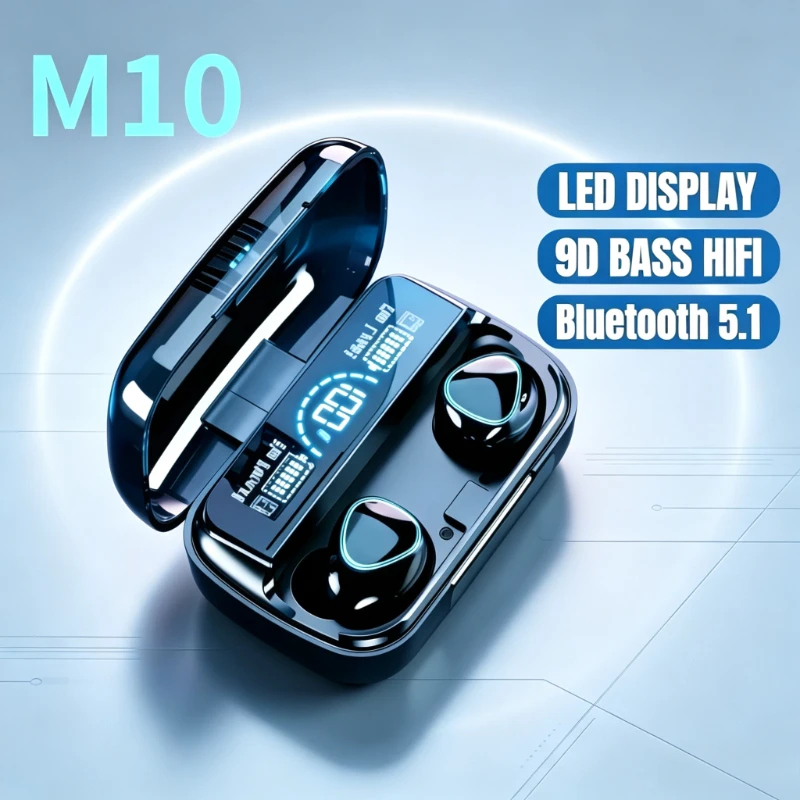 M10 TWS Bluetooth 5 3 Wireless Earphones 3500mAh Charging Box 9D Stereo Sports Waterproof Earbuds with Microphone for Daily Use