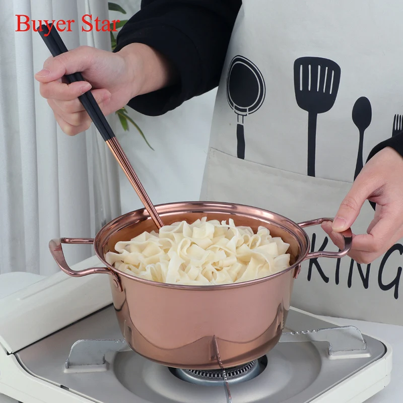 Kitchen 7inch Instant Noodle Pot Stainless Steel Handle Small Soup Stockpot Milk Cookware With Glass Lid Induction Cooker Gas