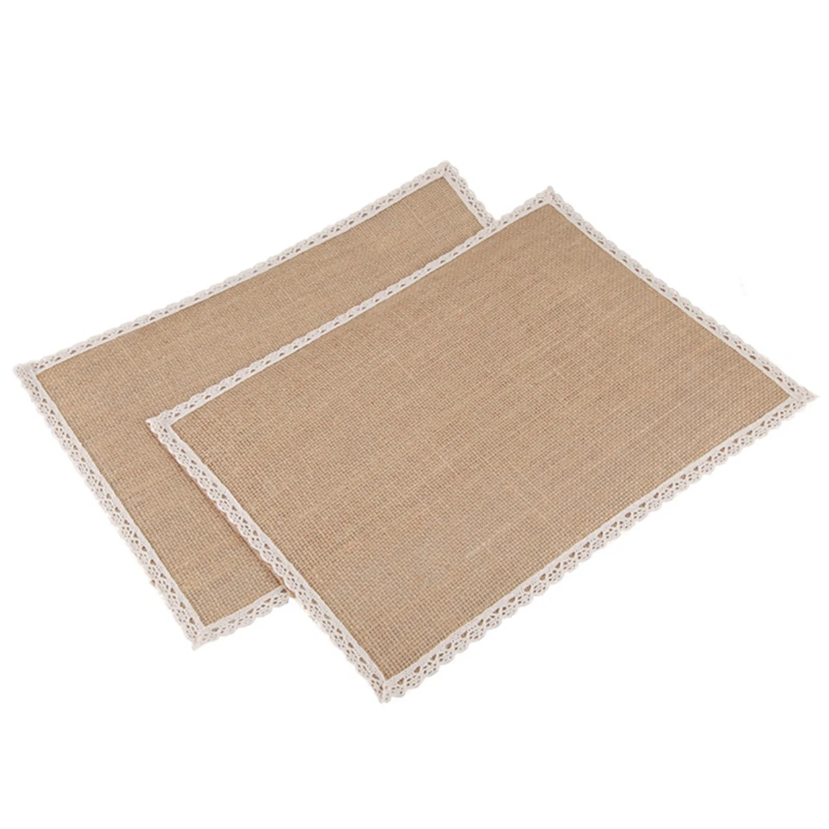 

ABKW-40Pcs Linen Table Mat Lace Placemat Set Natural Jute Woven Tableware Mat Wedding Party Decoration