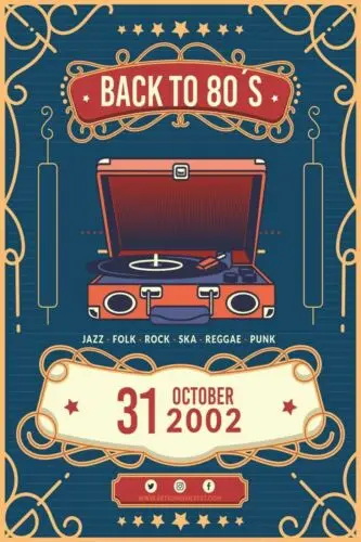 80's Party Music Advert Vintage Retro style Metal Sign, Disco Dance Shed Mancave