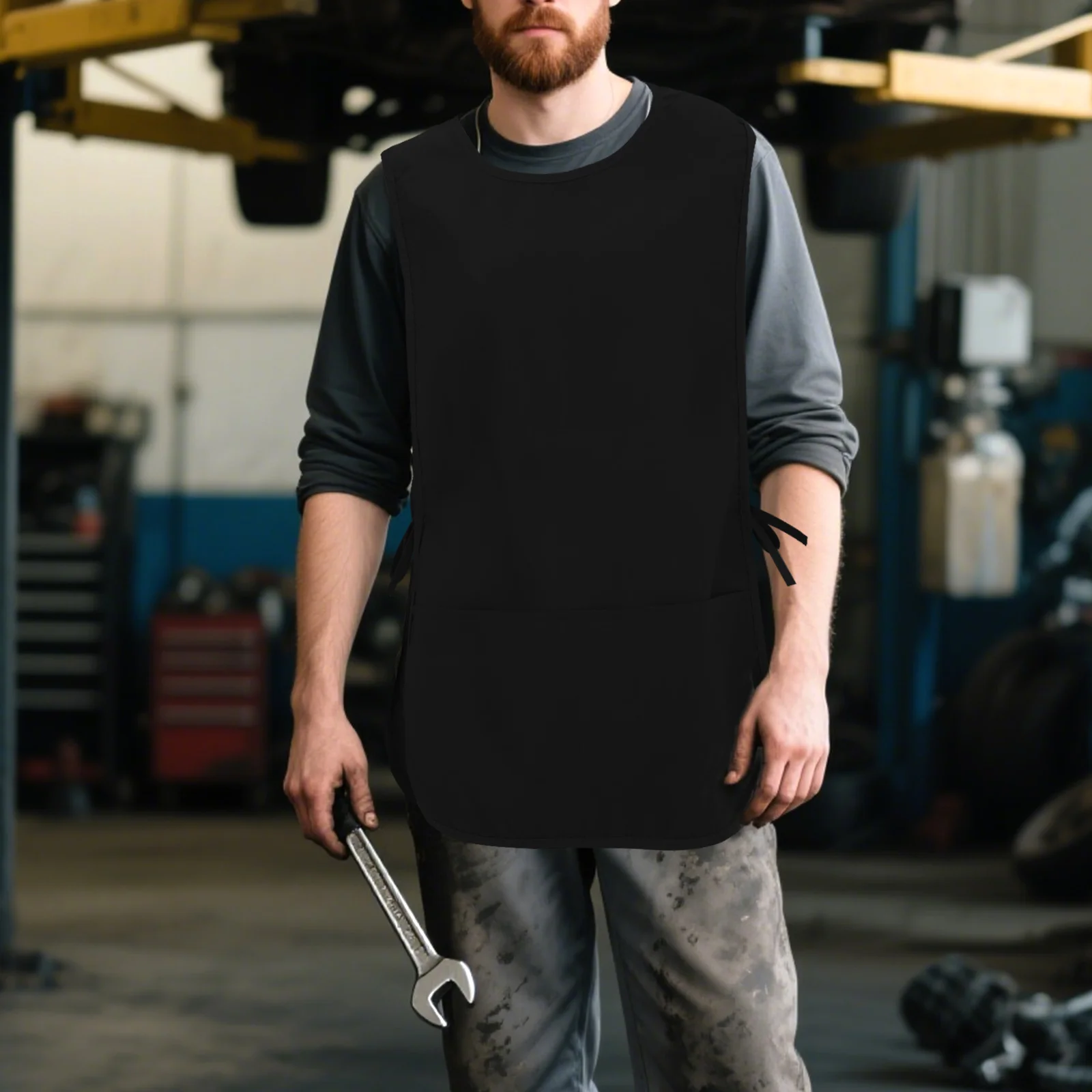 

2pcs Men'S Work Apron Heavy Duty Wear-Resistant With Pockets Adjustable Kitchen Barber Workshop Cleaning Vest Utility Workwear