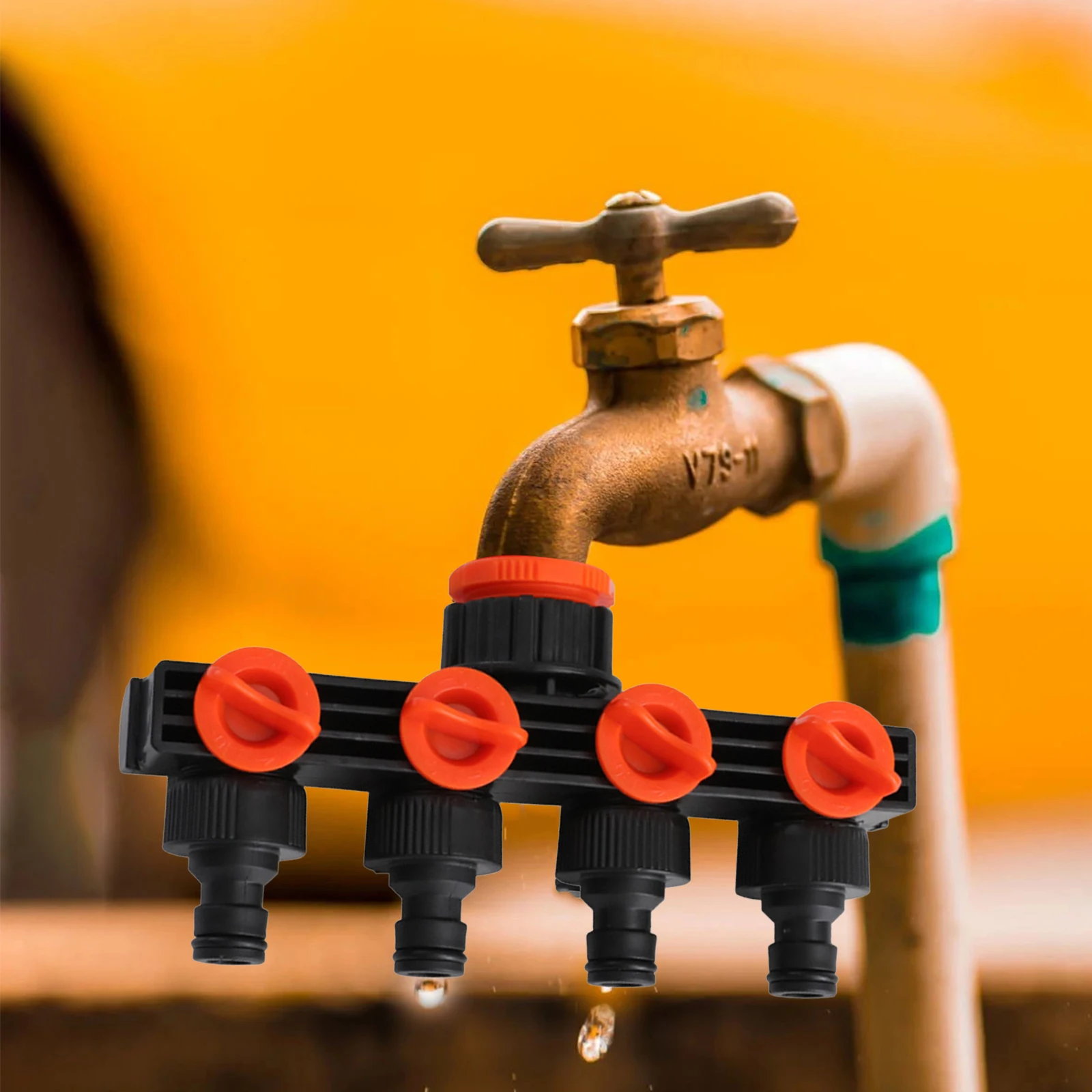 4 Way Garden Hose Splitters Faucet Diverter Tap Hose Connector Hose Pipe Splitter 4 Way Water Distributor for Outdoor Faucet
