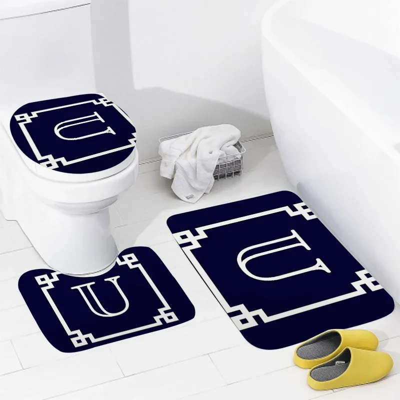 3pcs Letters and wreaths home bathroom floor mats Bath mat modern bathroom accessories rug Toilet mat Bathtub anti-slip carpet