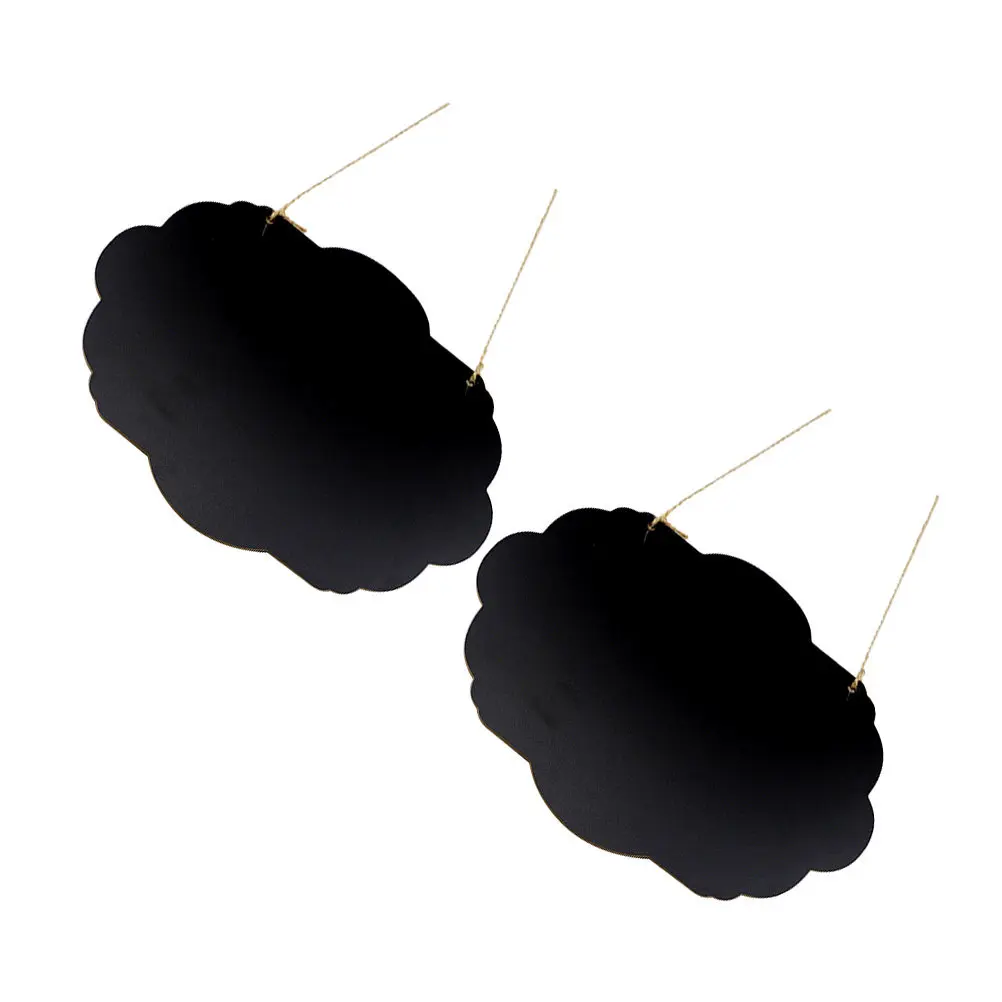 

2Pcs Multipurpose Wooden Blackboard Hanging Boards Cloud Shape Double-Sided Lanyard Design for Painting Writing Notes Decorative