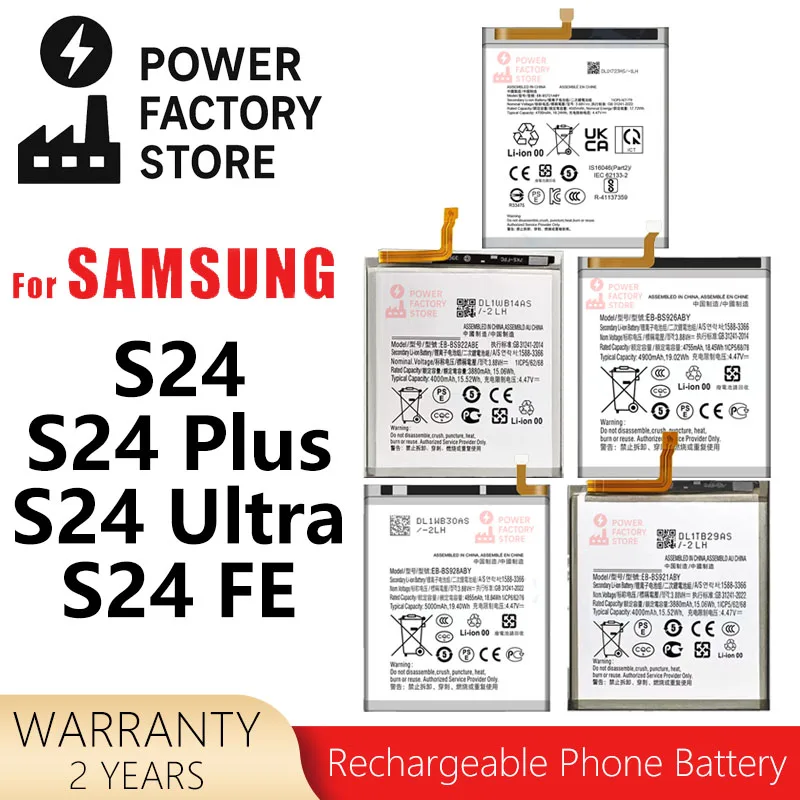 

New EB-BS928ABY EB-BS926ABY EB-BS921ABY EB-BS922ABE EB-BS721ABY 5000mAh Phone Battery For Samsung S24/S24 Plus/S24 FE/S24 Ultra