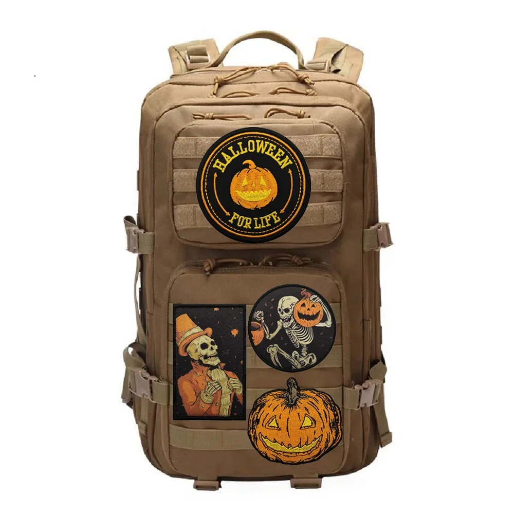 Newly Designed Pumpkin Night Halloween Accessory Badge Embroidered Cloth Patch Victorian Fall Skull Badge Backpack Patch