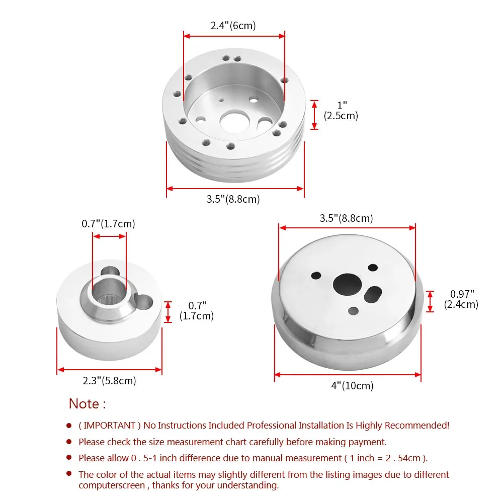 5 & 6 Hole Car Steering Wheel Polished Short Hub Adapter for Ididit Chevy Quick Release Billet Steering Wheel Hub Adapter