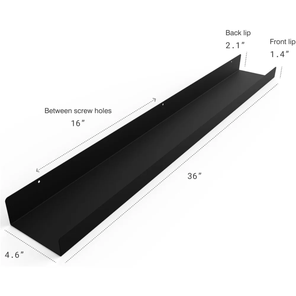 رف حائط عائم من الفولاذ على طراز المزرعة الحديثة الصناعية شديدة التحمل مصنوع في الولايات المتحدة الأمريكية للصور والديكور #3