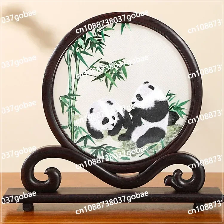 Intangible Cultural Heritage Crafts Suzhou Embroidery Table Ornament New Chinese Embroidery Table Screen Gifts with Chinese