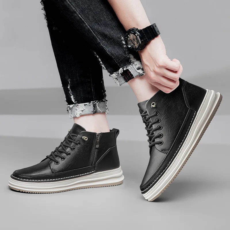 Men's Inner Heightening Shoes Genuine Leather Casual Shoes Invisible Height Increasing Shoes Men Sport Elevator 4,6,8,10CM