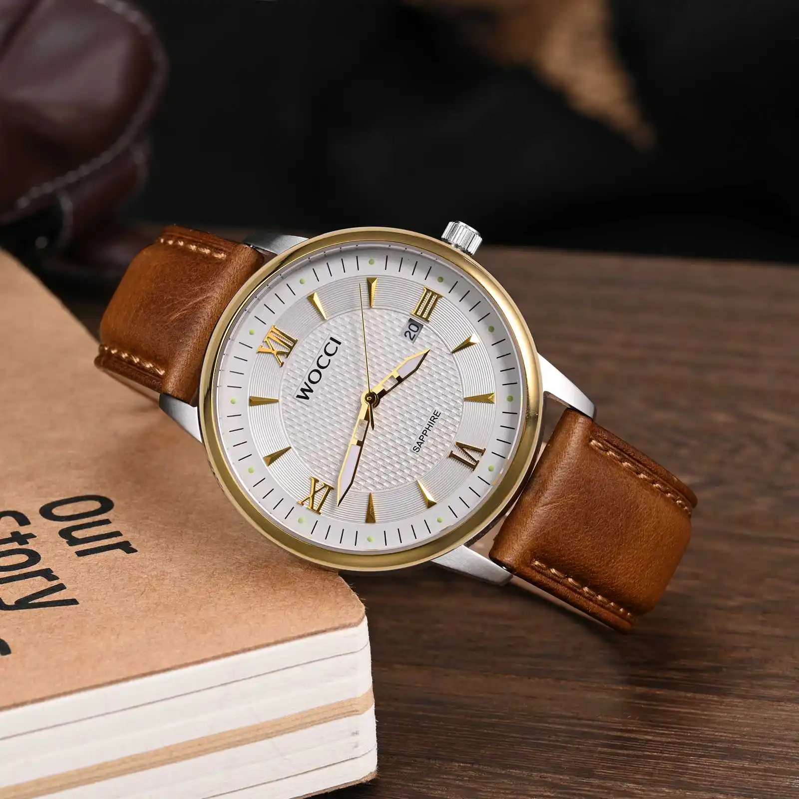 WOCCI Quick Release Watch Band, Distressed Oil Wax Genuine Leather, Stainless Steel Buckle, Strap Width 18mm 20mm 22mm