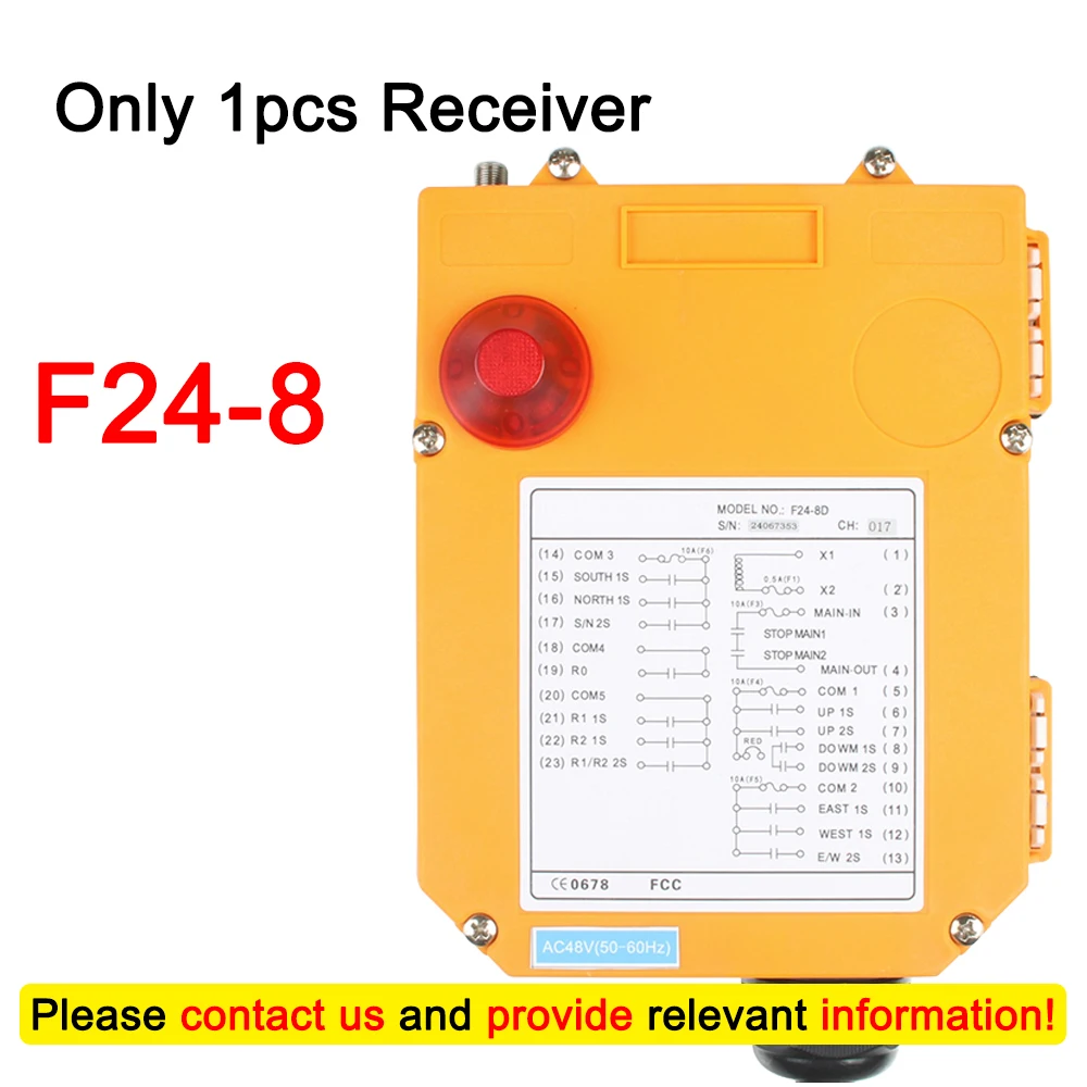 only 1pcs receiver: F24-8/10/12 Single/Double speed F24-14 electric hoist Wireless switches industrial Radio remote controller