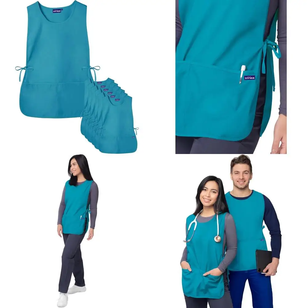 

Unisex Apron Set - 6 Pack Cobbler Style Kitchen Aprons for Men and Women with Long Tail Features