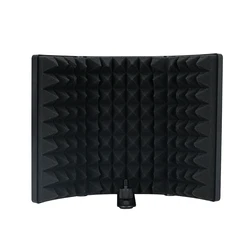 Microphone Isolation Shield, Foldable Mic Shield with Triple Sound Insulation Podcasts, Singing, and Broadcasting
