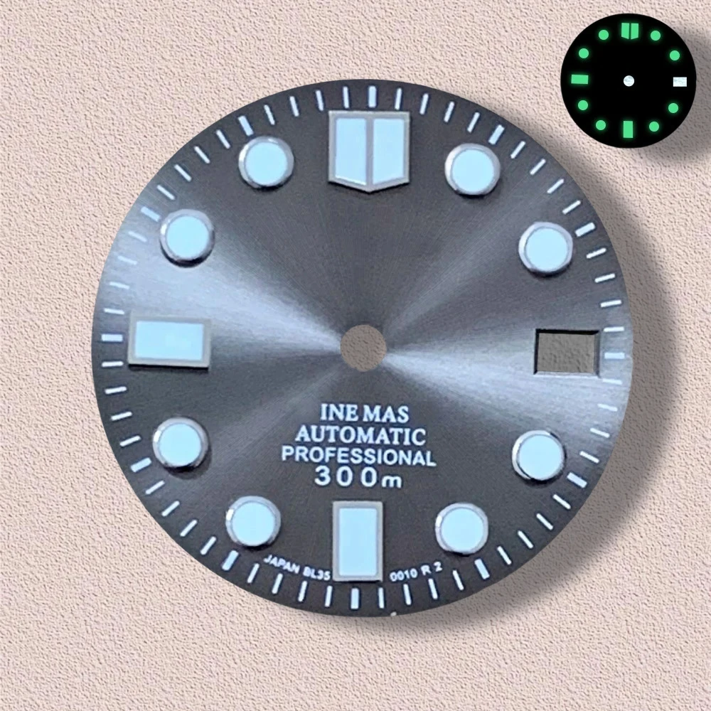 28.5mm S Logo Sunray Dial SUB/SKX007 DIal Suitable For NH35/NH36 Movement 3/3.8 o'clock Crown Green Luminous NH35 Accessories