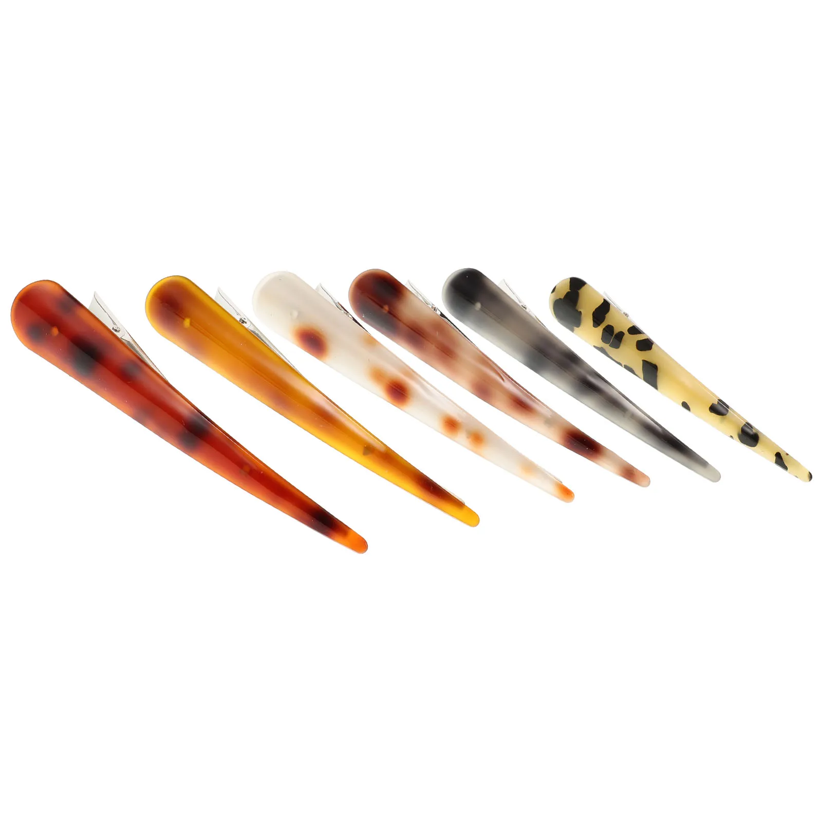 

6pcs Ox Horn Hairpins Durable Fashion Hair Clips For Women Large Acrylic Ponytail Clips Decorative Hair Accessories Mixed Color