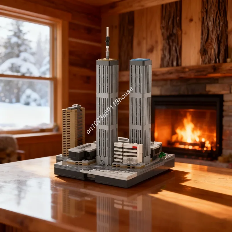 

1107 шт. MOC World Trade Center, архитектурная модель, строительные блоки, сборка рождественских подарков, игрушки «сделай сам», креативные детские игрушки на день рождения