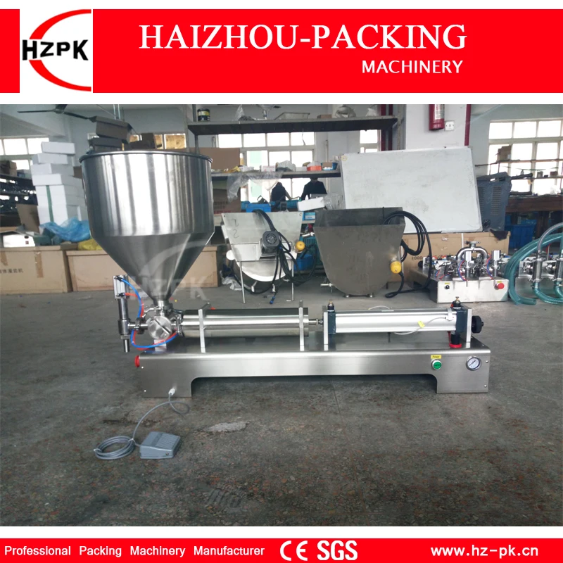 HZPK Semi-Automatic Horizontal Single Nozzle Paste Cream Honey Filling Machine All Connect Food Grade Stainless Steel 300-2500ml
