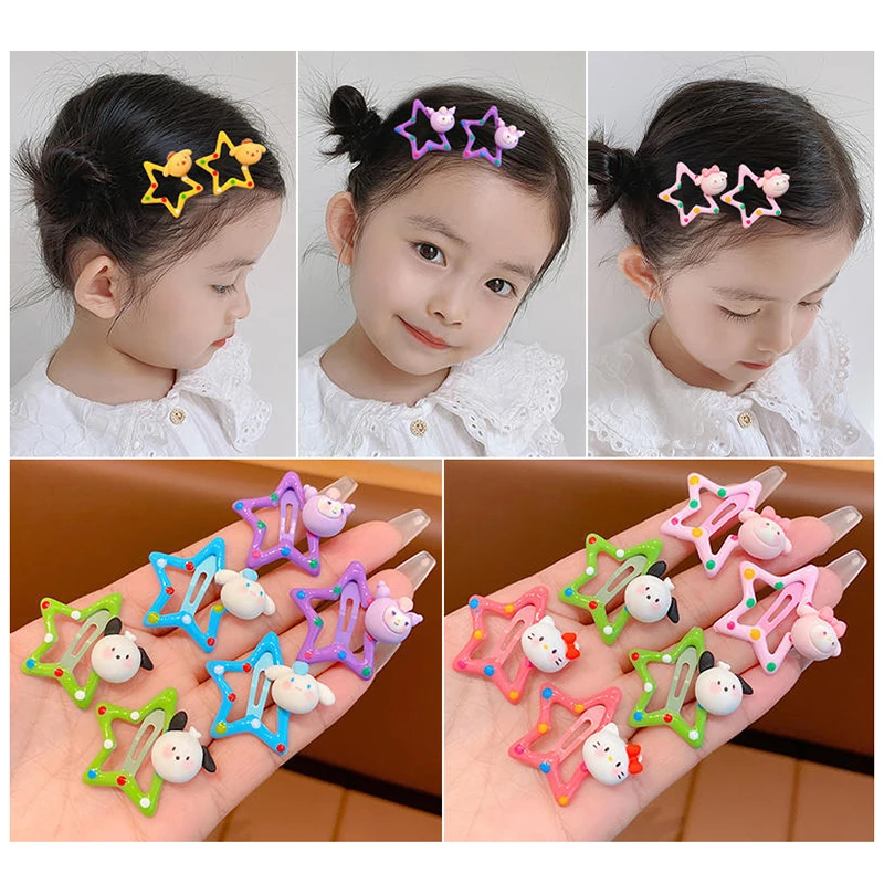 2pcs Lovely Colorful Star BB Hair Clips For Women Grils Cute Durable Star Hairpin SideClip Headwear Interesting Hair Accessories