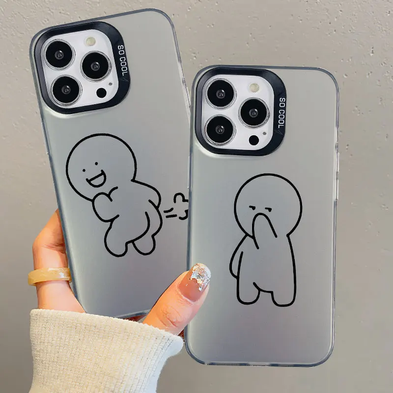 

Funny Matchstick Men Couple Lovers Laser Phone Cases For iPhone 13 Mini 12 11 Pro Max 15 16 14 Pro Max Plus 17 Pro Max Covers
