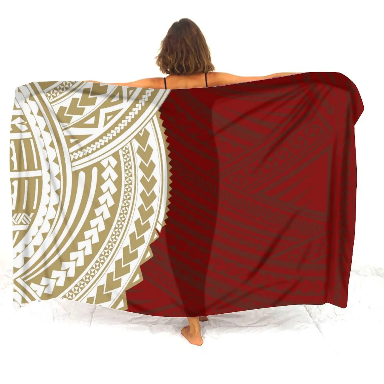 Island Sarong Flower Custom Samoan Tribal Beach Woman Sarong One-Piece Polynesian Apron Soft Shawl Sunbathing Jacket Sarong