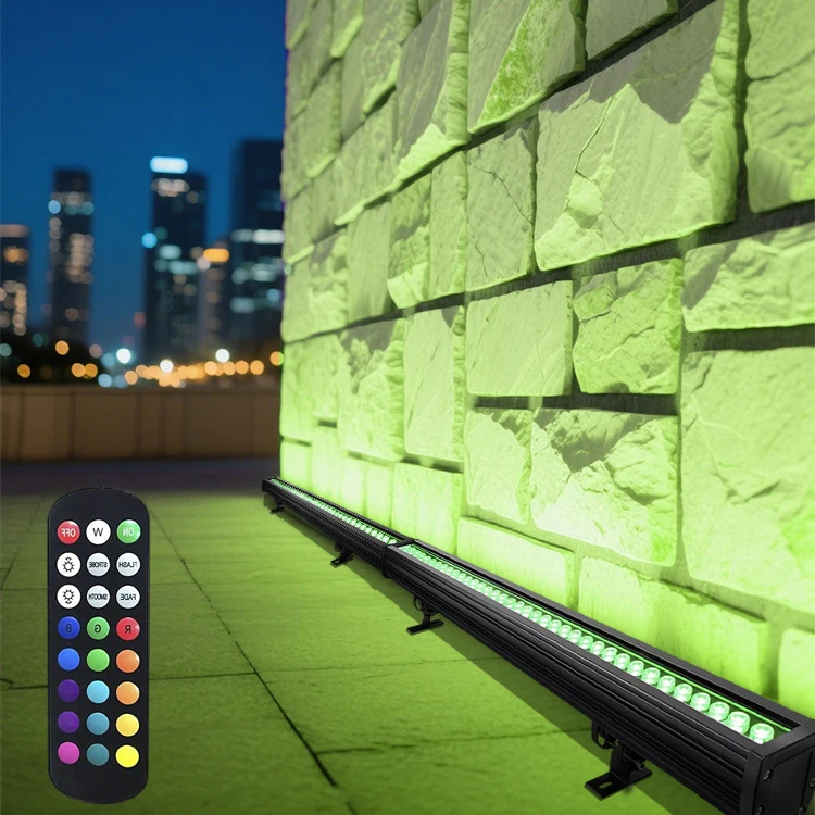 

RGBW LED Wall Washer Light Bar with RF Remote 144W LED Linear Wall Washer Lights Outline Dimmable IP65 Led Building Lighting